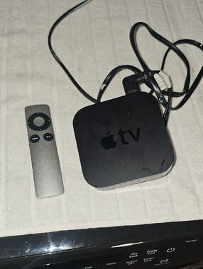 Apple TV Set-Top Box with Silver Remote - Black